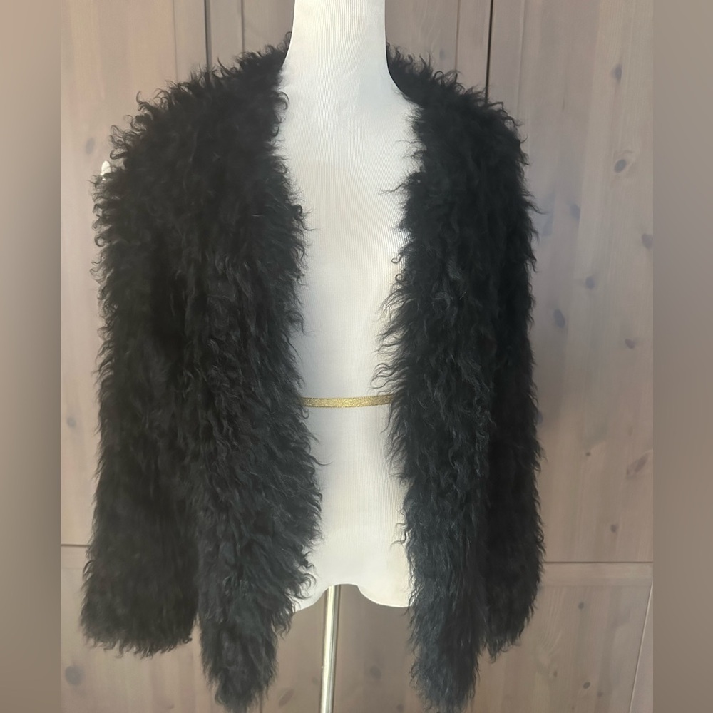 RAVN black 100% knitted lamb fur  jacket size M